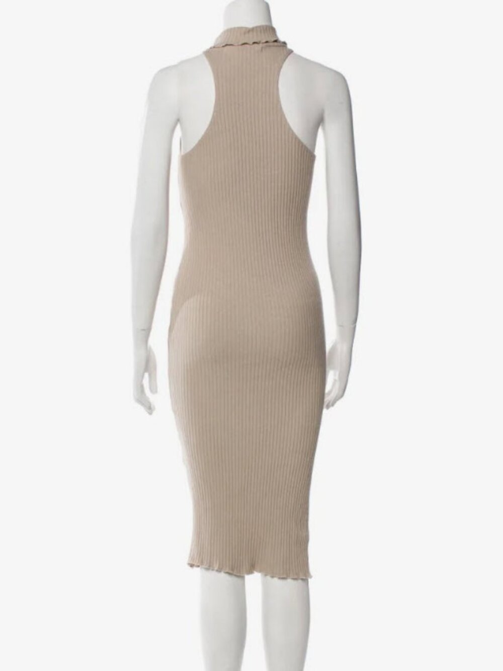 The Line By K Beige Ribbed Sleeveless Turtleneck Midi Dress, size M - Picture 2 of 8